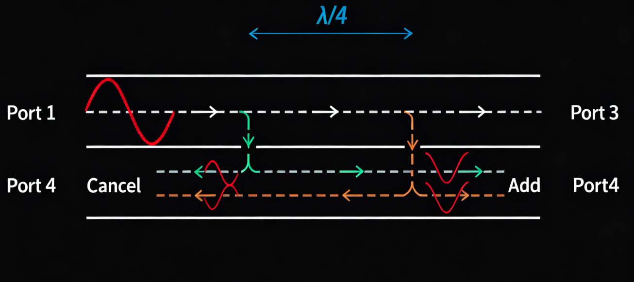 schematic diagram of waveguide directional coupler